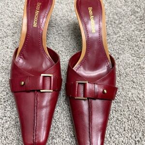 Enzo Angiolini Burgundy Leather Mules Sexy Valentines Shoes! Narrow